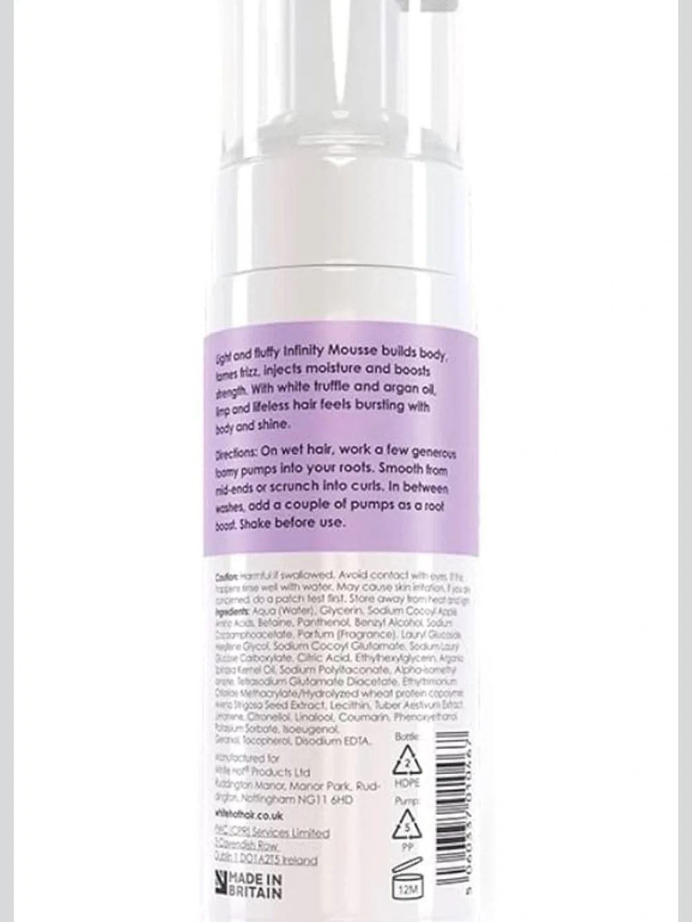 Infinity Mousse - Lightweight Styling Mousse for White & Grey Hair, Lavender